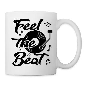 Feel the Beat Music Sprüche Platte Vinyl DJ Dance - Tasse - Weiß - Rechts