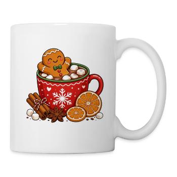 Süßer Lebkuchenmann in Kakao Tasse  Design - Tasse - Weiß - Rechts