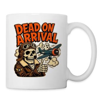 Dead on Arrival – Lustiger Halloween-Pilot - Tasse - Weiß - Rechts