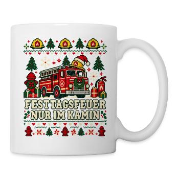 Festtagsfeuer nur im Kamin - Tasse - Weiß - Rechts