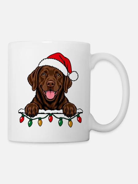 Weihnachten Brauner Labrador - Tasse - Weiß