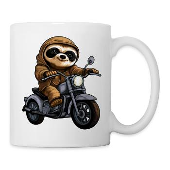 Faultier Motorrad - Tasse - Weiß - Rechts