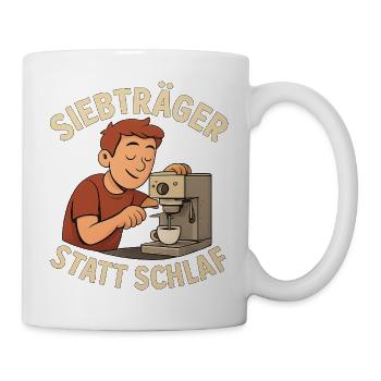 Geschenk für Hobby-Baristas mit erster Siebträgerm - Tasse - Weiß - Rechts