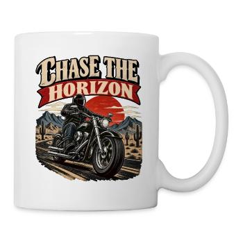 RobVibe Motorradfahrer Chase the Horizon - Tasse - Weiß - Rechts