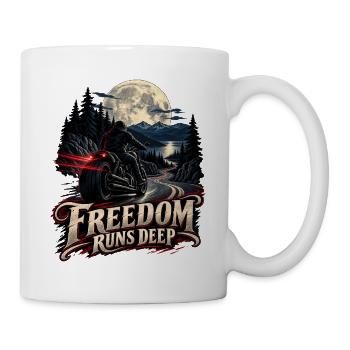 RobVibe Motorrad bei Mondschein Freedom Runs Deep - Tasse - Weiß - Rechts