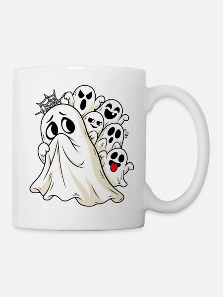 Ängstlicher Geist Halloween Gespenst Angsthase - Tasse - Weiß