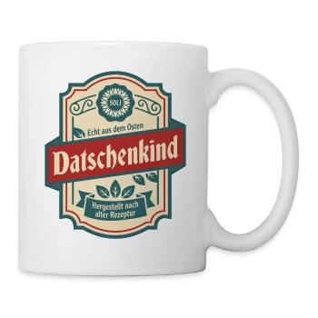 Datschenkind Ost Spruch Etikett - Tasse - Weiß - Rechts