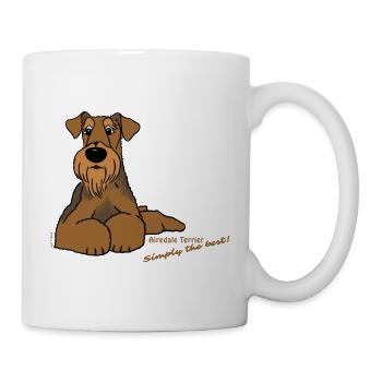 Airedale Terrier liegend - Tasse - Weiß - Rechts