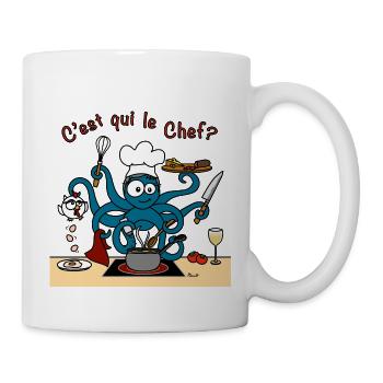 Poulpe Cuistot, Chef Cuisine Gastronomie Citations - Mug blanc - blanc - Droite