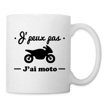 J'peux pas j'ai moto motard motarde,Moto,Motard - Mug blanc - blanc - Droite
