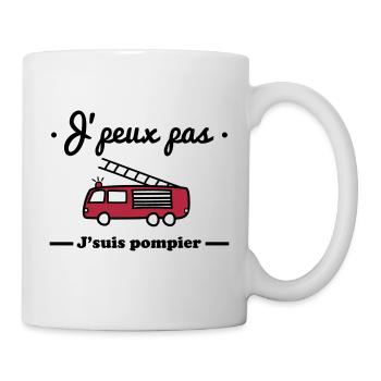 J'peux pas j'suis pompier - Mug blanc - blanc - Droite