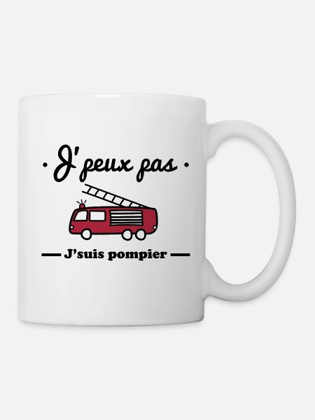 J'peux pas j'suis pompier - Mug blanc - blanc