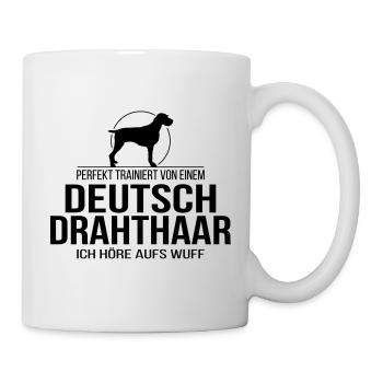 DEUTSCH DRAHTHAAR wuff Hundespruch Wilsigns - Tasse - Weiß - Rechts