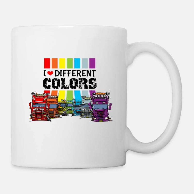 Ich liebe verschiedene Farben LKW - Tasse - Weiß