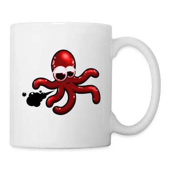 Tintenfisch Comic rot, Geschenkidee - Tasse - Weiß - Rechts