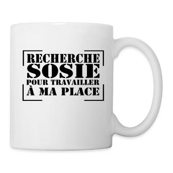 recherche sosie...citation, message, humour - Mug blanc - blanc - Droite