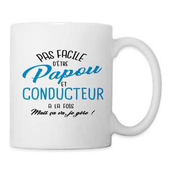 Papou et conducteur - Mug blanc - blanc - Droite
