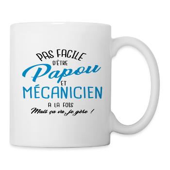 Papou et mécanicien - Mug blanc - blanc - Droite
