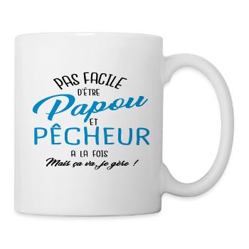 Papou et pêcheur - Mug blanc - blanc - Droite