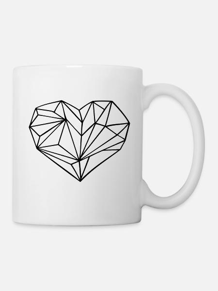 Herz geometrisch eigene Farbwahl des Designs - Tasse - Weiß