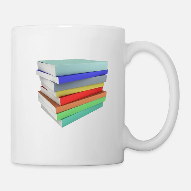 Stapel Bücher - Tasse - Weiß