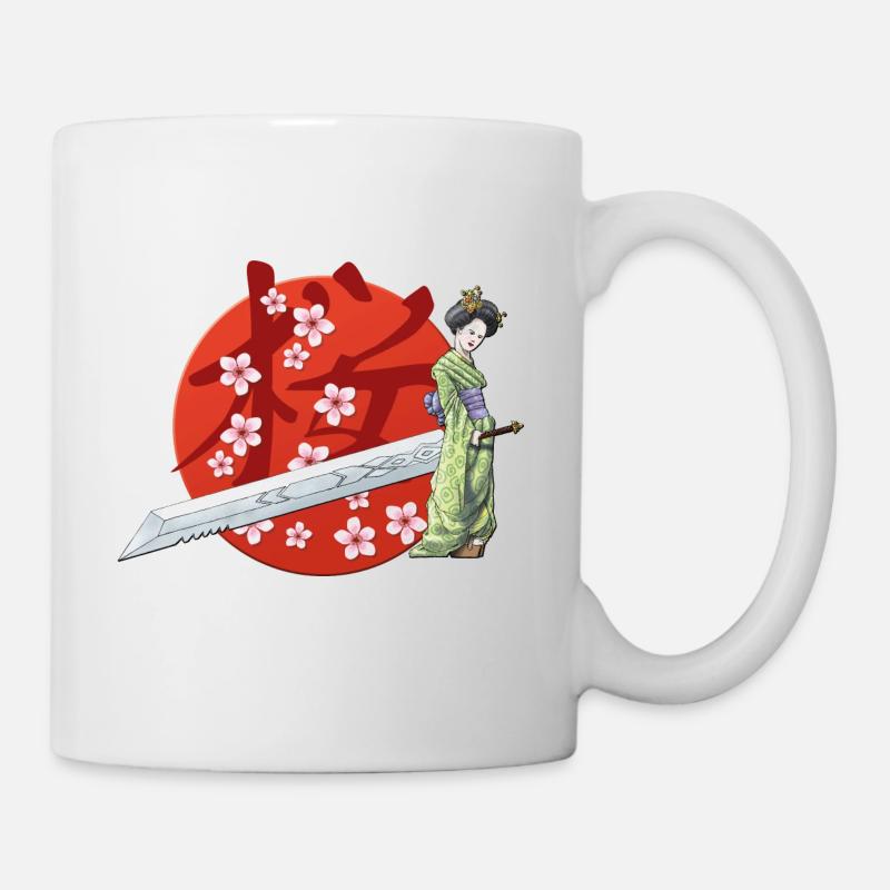 Sakura geisha avec l'épée - Mug blanc - blanc