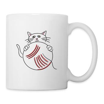 Cute cat with ball of wool gift idea - Mug - white - Right