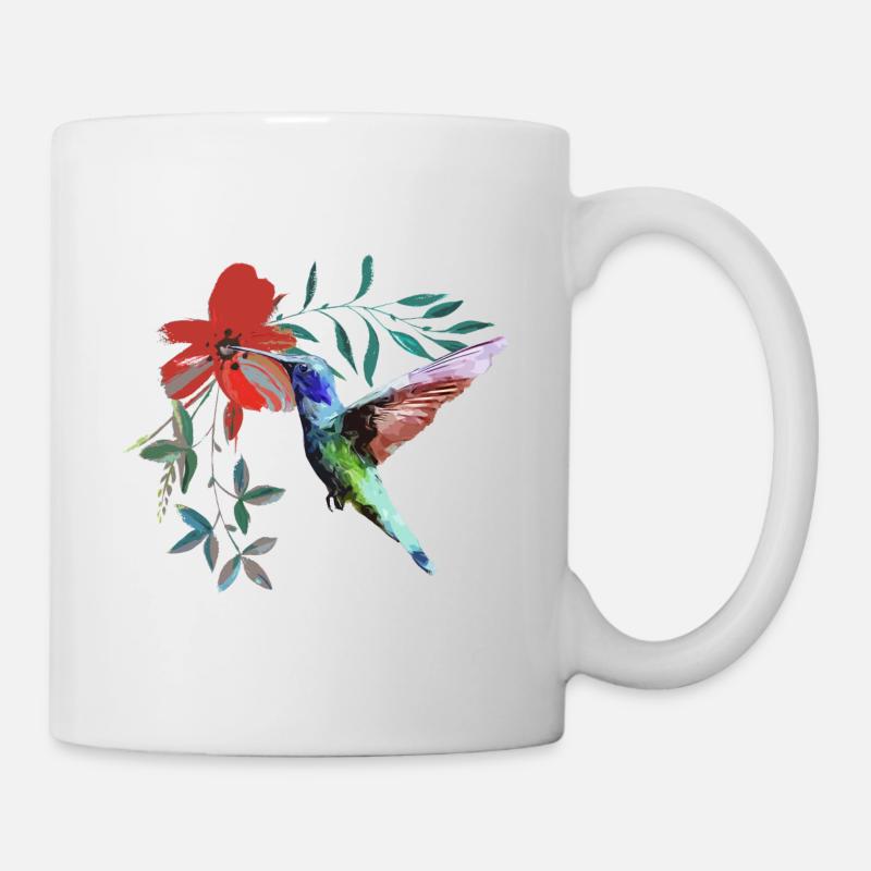 Bird with flower - Mug - white