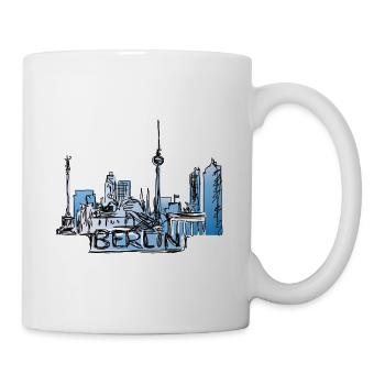 Berlin gezeichnet mit Schriftzug - Tasse - Weiß - Rechts