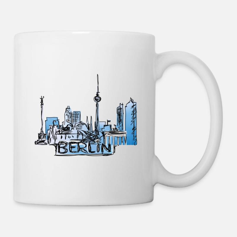 Berlin gezeichnet mit Schriftzug - Tasse - Weiß