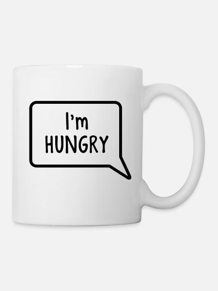 Ich bin hungrig Sprechblase Bauch Design - Tasse - Weiß