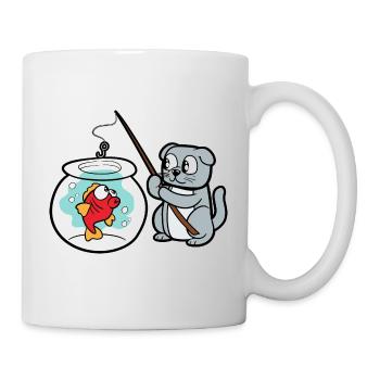 Fish angling angler aquarium cat fishing - Mug - white - Right