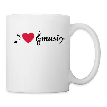 I love Music Violinschlüssel musikalische Symbole - Tasse - Weiß - Rechts