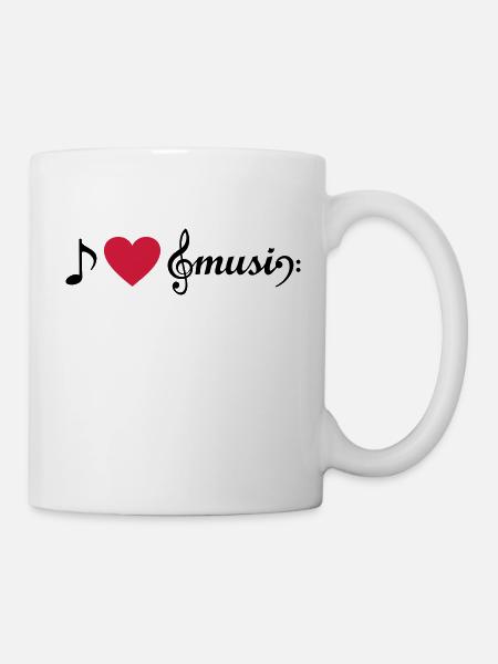 I love Music Violinschlüssel musikalische Symbole - Tasse - Weiß