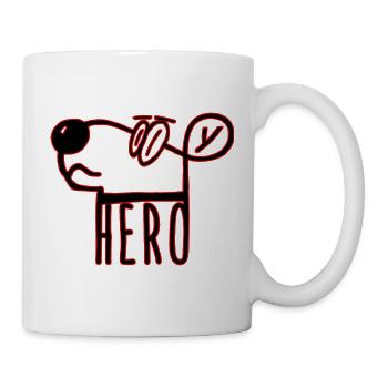 Hund als Held (Hero dog) als Geschenkidee - Tasse - Weiß - Rechts