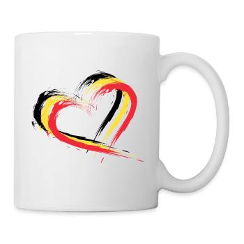 Herz Bürste Flagge Belgien Fahne Design Farben - Tasse - Weiß - Rechts