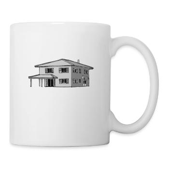Toskana Haus Modern Architekt Handgezeichnet - Tasse - Weiß - Rechts