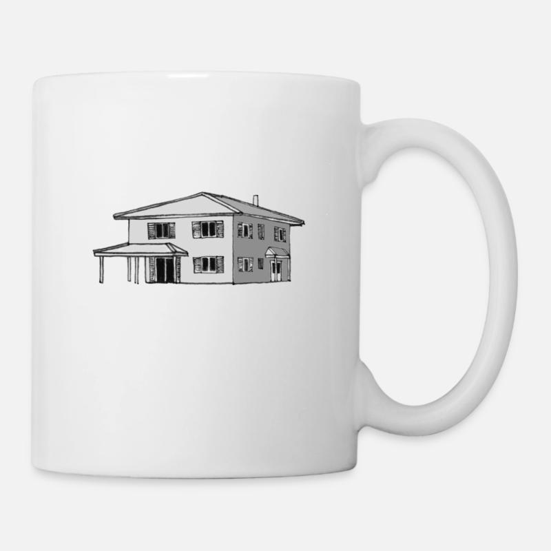 Toskana Haus Modern Architekt Handgezeichnet - Tasse - Weiß