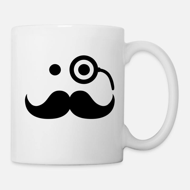 Smiley Mustache - Tasse - Weiß