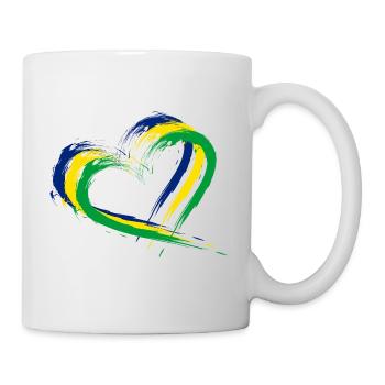 Herz Bürste Flagge Brasilien Fahne Farben Vektor - Tasse - Weiß - Rechts