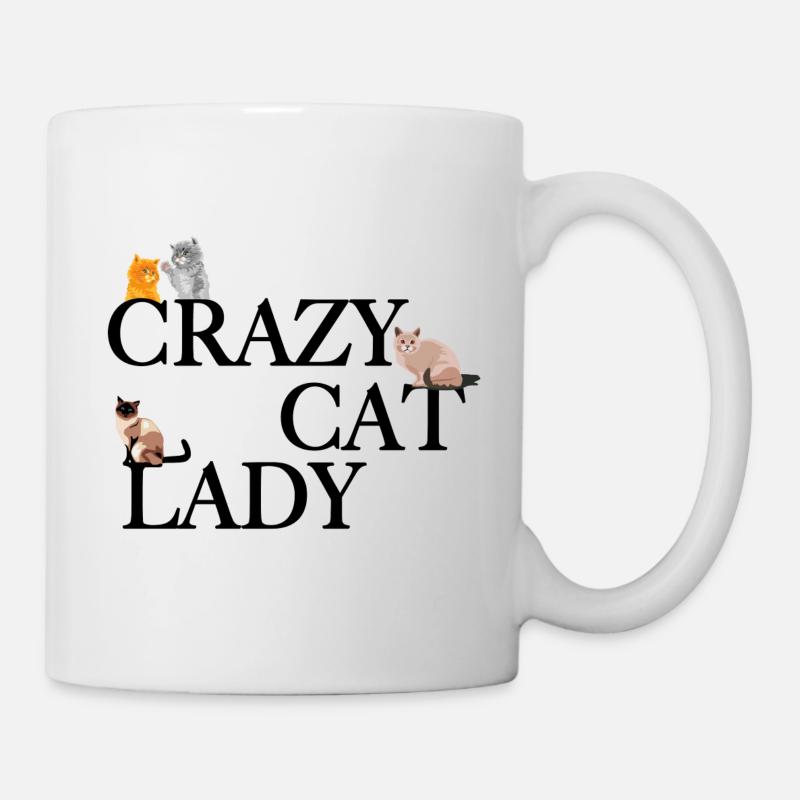 Verrückte Katzenlady - Tasse - Weiß