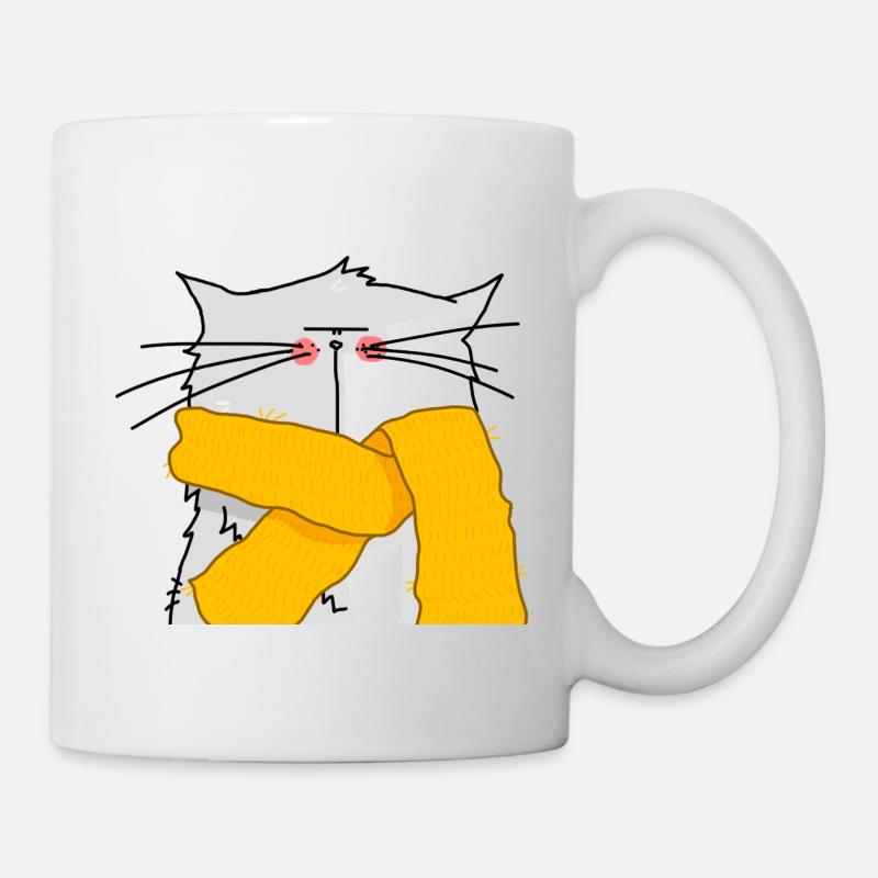 portrait d'un chat à écharpe - Mug blanc - blanc