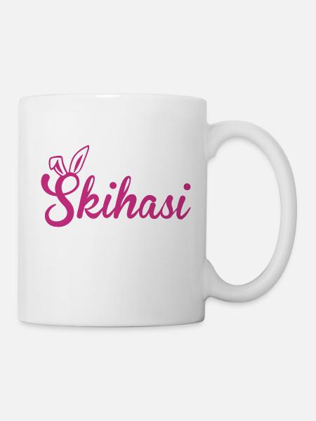 Skihasi Schneehase Schnee Ski fahren Berg Winter - Tasse - Weiß
