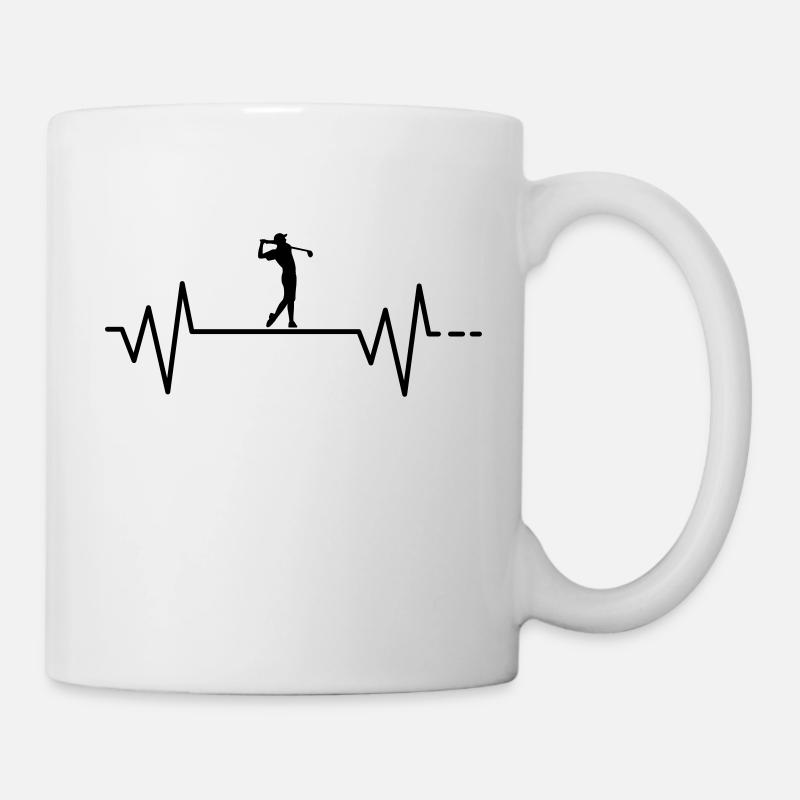 Herzschlag Golf, Minigolf, Golfen, Golfer, Spieler - Tasse - Weiß