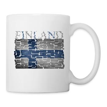 Finnland Flagge - Kunstdesign - Tasse - Weiß - Rechts