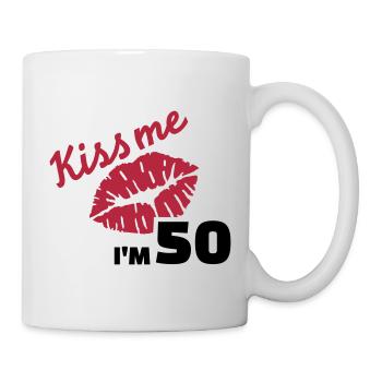Kiss me 50 Anniversaire - Mug blanc - blanc - Droite