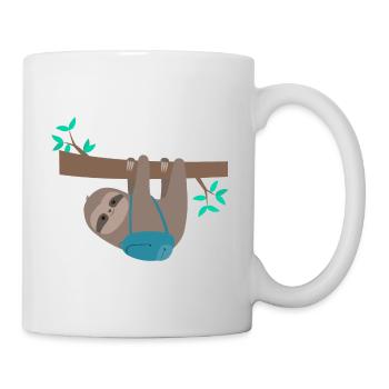 Faultier mit Rucksack - Tasse - Weiß - Rechts