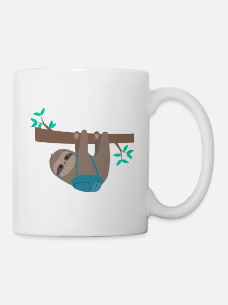 Sloth with backpack - Mug - white
