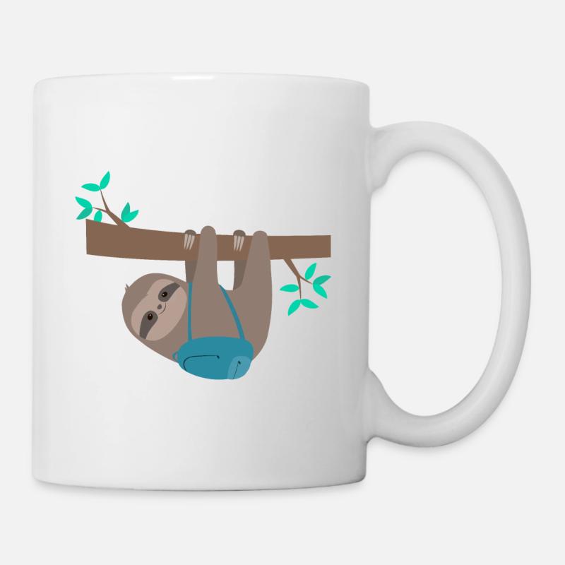 Paresseux avec sac à dos - Mug blanc - blanc