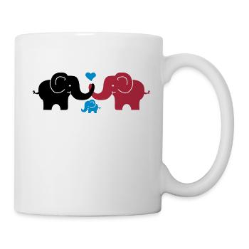 Elephants in Love with Baby - verliebte Elefanten - Tasse - Weiß - Rechts